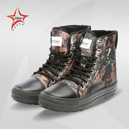 Image of Unistar High Ankle Trekking Ridding Men's Boots | Anti Skid Sole with Mild Waterproof Protection (CobraPrint - Size