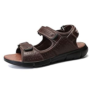 XYAL0003001 Xingyue Aile Slippers & Sandalen Comfortabele Ademende Zomer Vegan Beach Sandalen Voor Mannen, Echt Leer Waterdichte Anti-slip Platte Ronde Open teen Haak & lus Band Schoen