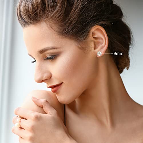 Silver Ball Earrings, Sterling Silver Stud Earrings For Women, Hypoallergenic Handmade Earrings Gift For Birthday Anniversary-9Mm #TOP1