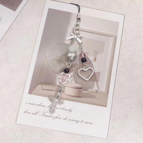 AGEN KGEN Cute Y2K Phone Charm Aesthetic Keychain Accessories Phone Lanyard String for Bag Purse Backpack Wallet Airpods Pendants Decor for Women (1x Cross Pendant) — view 5