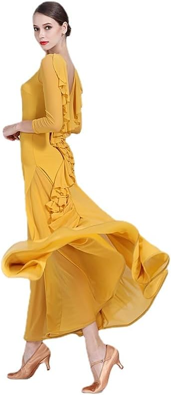 HEARTTOUCH Women Ballroom Dance Dress National Standard Dance Costume Modern Waltz Tango for Professional Competition S-2XL