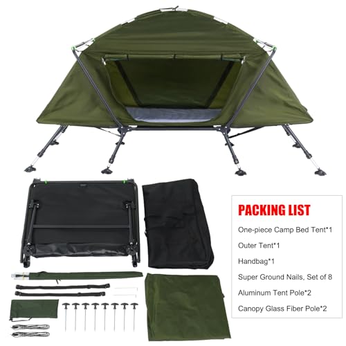 Carpa de camping con catre elevado y toldo 84.6x34.5x49.2 in miniatura 7