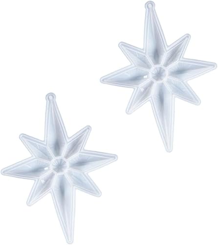 COHEALI 2 moldes octogonales de resina de silicona de Navidad, copos de nieve colgantes de resina con agujeros
