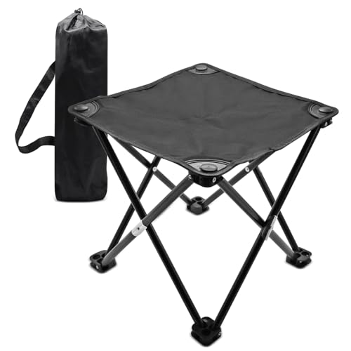 Aleker Folding Stool, Portable Camping Stool with Stable Feet & Carrying Bag, Foldable Stool Lightweight, Collapsible Fishing Stool for Fishing Camping Picnic BBQ Hiking (31x31x33 cm)