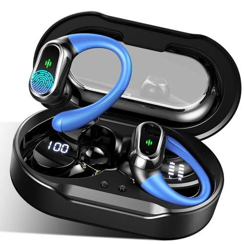 Image of Wireless Earbuds, 2026 Bluetooth 5.4 Headphones Sport, 60Hrs HiFi Stereo Deep Bass Over-Ear buds with ENC Noise Cancelling Mic, IP7 Waterproof & LED Display Earphones with Earhooks for Workout /Running