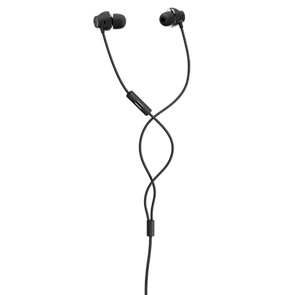 mbledhos view of HTC USB Type-C Hi-Res Earphone components, showing ear tip, housing, diaphragm, and driver