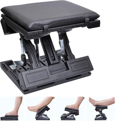 SurmountWay Fußstütze Schreibtisch Stufenlos Verstellbar Fußablage Fußhocker mit Massage Ergonomisch Höhe Winkel Einstellbar für Büro Zuhause (Schwarz)