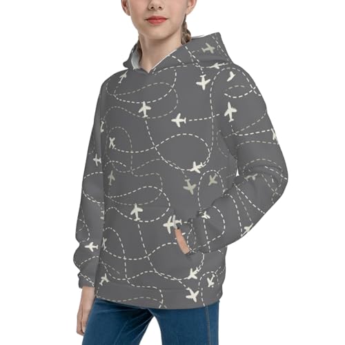 Airplane Routes Around The World Kid Hoodies Boys Sweatshirts Girls Pullover with Pocket2