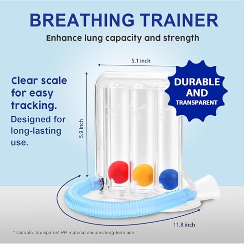 Image of Dr. Care 3 Ball Spirometer for Chest BreathFull Breathing Exerciser- Measure & Observe Progress of Deep Breathwork Lung Workout - 3 Chamber Incentive Style Spirometer- Restore Inhale /Exhale Balance - Improve Lung strength