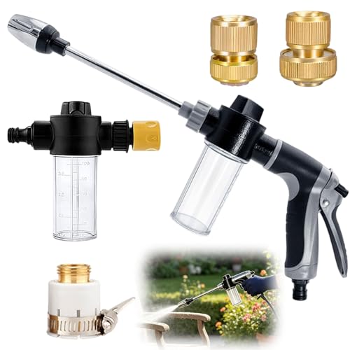 Pistolet Haute Pression Power Jet pour Tuyau D'arrosage Pistolet Nettoyeur Haute Pression Métal Robuste Avec Buse Rotative 360° Réglable, Pour Lavage Auto,...