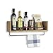 Rustic State William Wall Mount Wood Floating Shelf with Rail & Towel Bar for Kitchen Bathroom Bedroom Nursery Laundry Living Room Décor Storage - Spice Rack Display - 22.25 Inch - Walnut