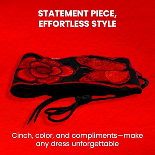 Cuitaxi The Original Embroidered mexican belts for women Handmade in Mexico 10 inches - mexican embroidered belt for women2