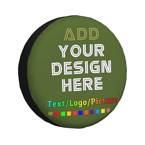 Image of Custom Spare Tire Cover Personalized Tire Covers Add Your Own Design Logo Picture Customize Wheel Cover Universal Size 14-17 in Fit for Jeep Trailer Camper RV Wheel Covers, OliveDrab