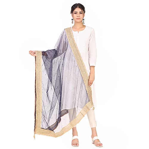 Image of Traditions Bazaar Women's Net Zari Border Dupatta