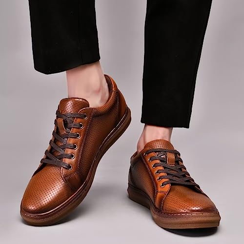 Image of Arkbird Casual Sneakers, Breathable Lace-Up Leather Walking Shoes Comfortable Fashion Sneakers for Men Daily Work