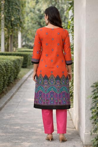 Image of Women's Cotton Blend Unstitched Kurti Set for Women | A-Line Style Dress Material | 2-Piece Traditional Ethnic Wear Suit Fabric