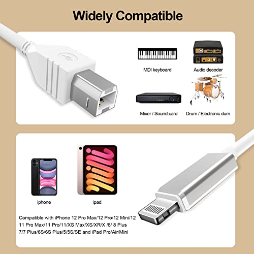 Lightning To Midi Cable [Apple Mfi Certified] Usb Type B Cord For Ipad/Iphone, Midi Cord For Midi Controller/Electronic Music Instrument/Piano/Midi Keyboard/Recording Audio Interface/Usb Microphone #TOP3