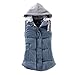 BoxJCNMU Gilet in cotone moda autunno inverno donna patchwork senza maniche colletto con cappuccio cappotto casual gilet Blue XXXL