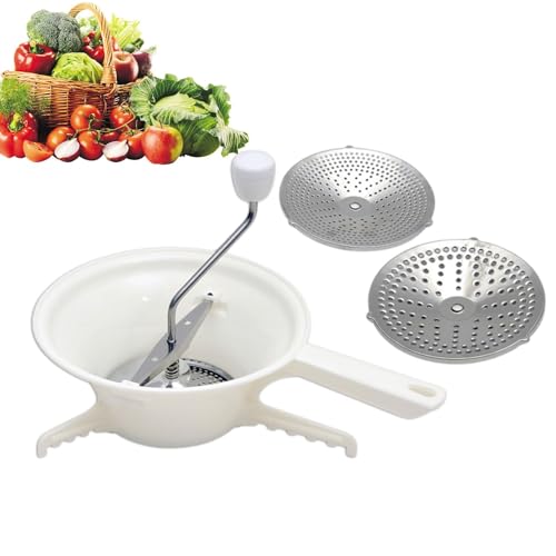 Molino de alimentos para puré de patatas - Molino de tomate giratorio Molinos de alimentos multifuncionales ergonómicos, molino de verduras con 3 discos intercambiables Molinillo de tomate Cocina