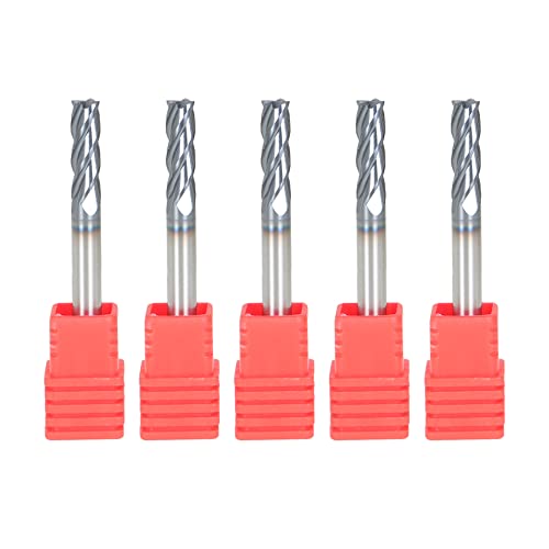Image of kimllier 5Pcs 3 /16 Inch 4 Flute Carbide End Mill, CNC Square Nose End Mill Bits Straight Shank Drill Bits 2 Inch Overall Long