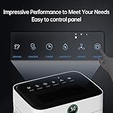 HUMSURE Dehumidifier 25L, Dehumidifiers for Home with 24 Hour Timer, Auto Defrost, Ionizer, Continuous Drainage Dehumidifier for Bedroom Basements Bathroom - Image 3