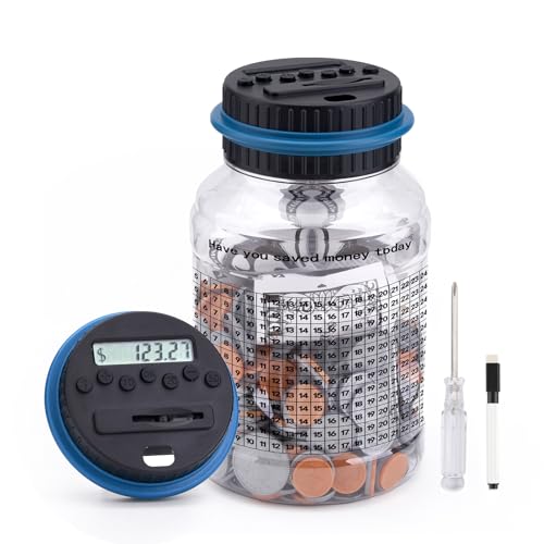 Groovy Green Piggy Bank Digital Coin Counter Money Jar with LCD Display, 2.0L Capacity, 1000 Coins...