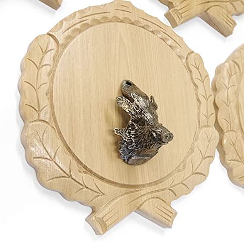 GTK Oferta 5 placas de cuña talladas de roble claro AF 19 cm con 5 piezas de cuña, decoración de cabeza grande, tablero cuña, tabla de especias, cartel trofeo.