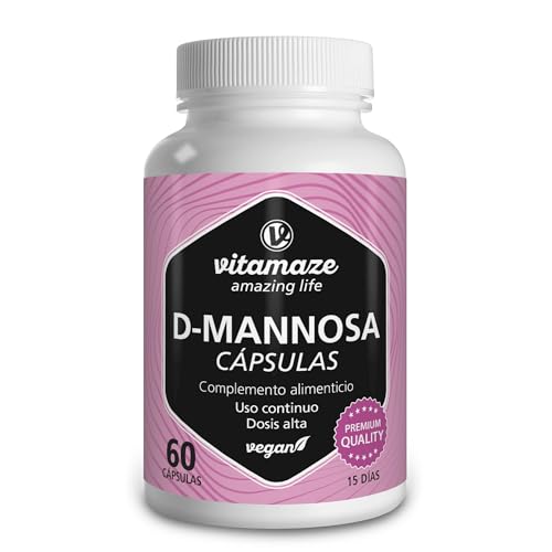D Manosa 2000 mg Pura por Dosis Diaria, Tratamiento D Manosa Capsulas de Alta Dosis & Vegano, Complemento Alimenticio sin Aditivos Innecesarios, Calidad Alemana. Vitamaze®