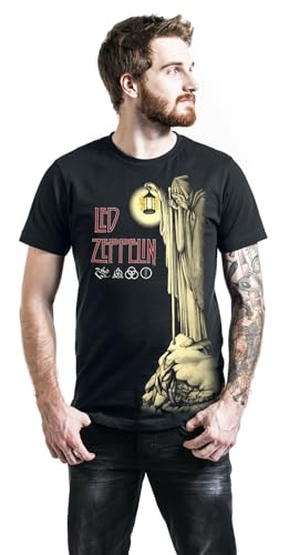 Led Zeppelin Hermit Hombre Camiseta Negro M 100% algodón Vorne Bedruckt Regular