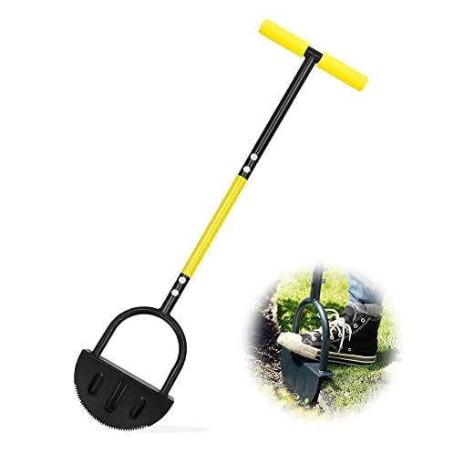 Half Moon Manual Edger Lawn Tool with Steel Long Handle(with Soft Cushion) Saw-Tooth Manual Edging Shovel for Lawn,Yard,Grass,Sidewalk,Flower Bed Landscaping(38in)