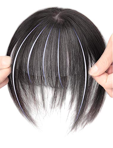 Extensions de cheveux humains à clipser avec frange lisses et thermo-résistantes