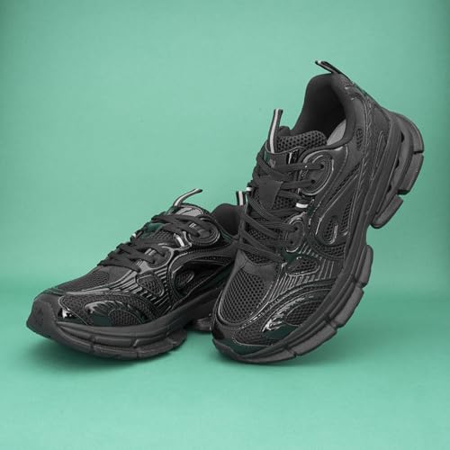Image of Red Tape Women's Sneakers Grey Black Mesh Pu Round Toe Lace-Up