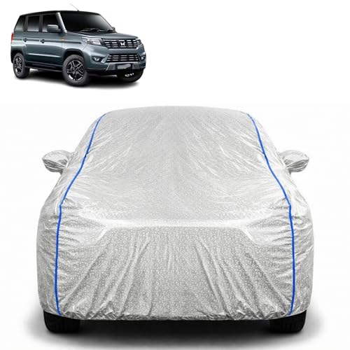 Image of Waterproof Car Cover for Mahindra Bolero Neo | All Weather Protection | UV Resistant & Dustproof | Soft Cotton Lining to Prevent Scratches | Triple Stitched with Mirror Pockets & Elastic Hem