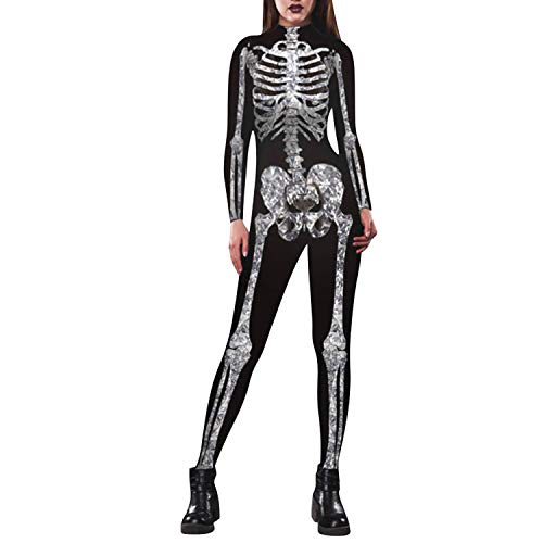 Petalum - Disfraz De Esqueleto De Manga Larga Para Mujer, Disfraz De Halloween, Carnaval, Cosplay, Disfraz De Cráneo Blanco Eux-Small Etiqueta S Petalum - Disfraz De Esqueleto De Manga Larga Para Mujer, Disfraz De Halloween, Carnaval, Cosplay, Disfraz De Cráneo Blanco Eux-Small Etiqueta S