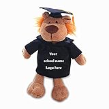 Plushland Personalized Stuffed Animal, Customize Each Plush Toy with Your School Logo or Text on Its Shirt for Graduation Day (Lion)