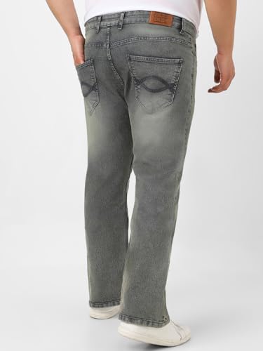 Image of Urbano Plus Men's Stretch Fit Mid Rise Washed Bootcut Jeans Stretchable