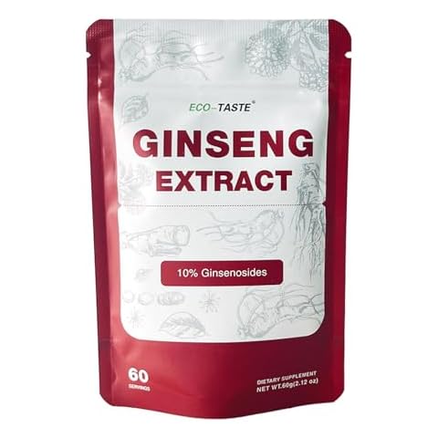 ECO-TASTE Ginseng Root Extract Powder-Korean Panax for Smoothies, Coffee or Drinks, 10% Ginsenosides, 60g (60 Servings) Cover