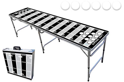 8-Foot Professional Beer Pong Table w/Holes - Las Vegas Football Field Graphic
