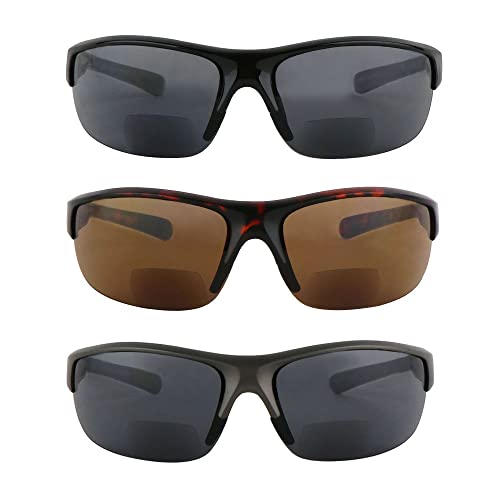 Hyyiyun 3 Pairs Bifocal Wrap Around Sunglasses For Men And Women, Sun Reader Uv Protection With 3 Microfiber Pouch thumb #1