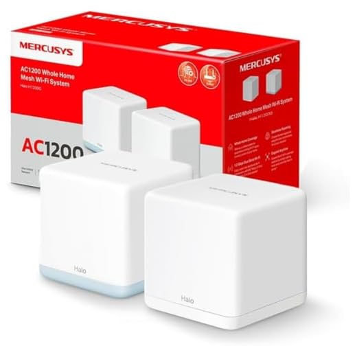 MERCUSYS Halo H1200G(2-Pack) - Sistema Wi-Fi Mesh Doble Banda AC1200 hasta 1.2 Gbps, Cobertura Amplia para Hogar, Roaming Continuo, App de Configuración, 2 Puertos Gigabit