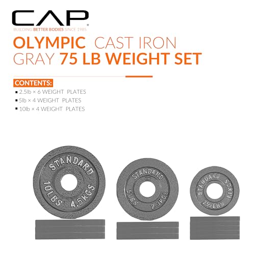 Image of CAP Barbell 2-Inch Olympic Cast Iron Plate Weight Set | 75-285 lbs | Multiple Options
