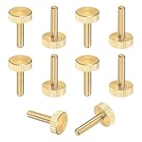 M METERXITY 10-Pack Knurled Thumb Screws, M4x16mm Solid Brass Flat Head Fully Threaded Knobs Bolts Fasteners W Grip for Electronic/Equipment/Industry/Home, Thumbscrew Threaded Knurled Tip