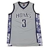 Men's Georgetown Collegiate Athletic #3 Retro Embroidered White Basketball Jersey- (L)