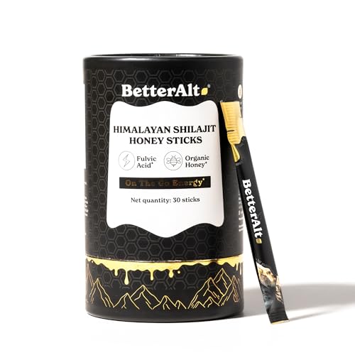 Better Alt Pure Himalayan Shilajit Sticks with Organic Honey, Saffron | Easy to Consume Shilajit| 30 Sticks for Energy Boost & Immune Support, 85+ Trace Minerals, 75%+ Fulvic Acid