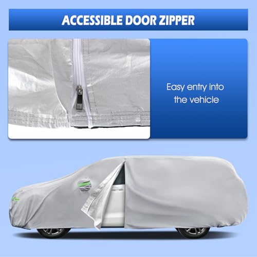 Image of Car Cover Custom Fit for Toyota Sienna 1997-2026, Migaven Waterproof Full Exterior Cover Sun Rain Protection with Door Zipper and Cotton Lining, Silver