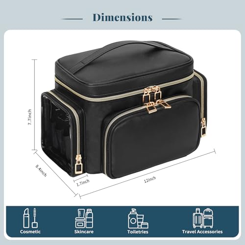 Large Makeup Bag with Two Side Pockets