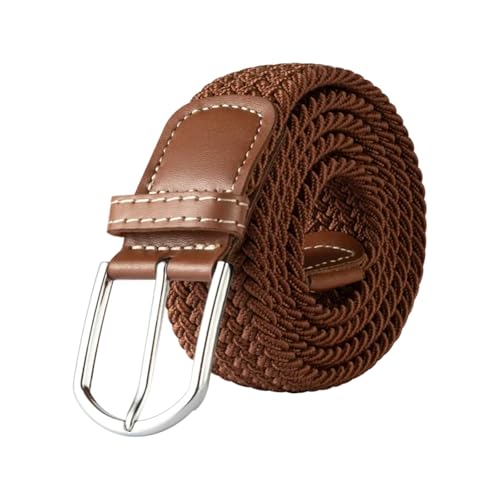 Decorative Belt 2.5cmx100cm /3.3cmx107cm Unisex Belt Casual Knitted Pin Buckle Belt Woven Canvas Elastic Braided Stretch Belts For Women for Country Concert Outfit(3.3cmX107cm,Brown)