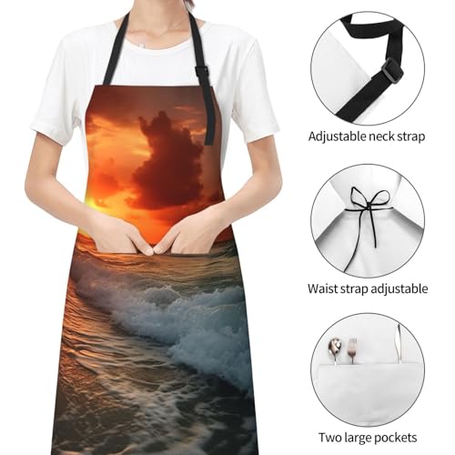 Tablier motif nénuphar ajustable pour cuisiner et jardiner - 4