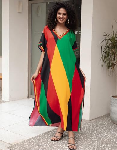 Image of NFVNKJ Women's Plus Size Beach Lounge Kaftan Maxi Dress Swimsuit Coverup for Women