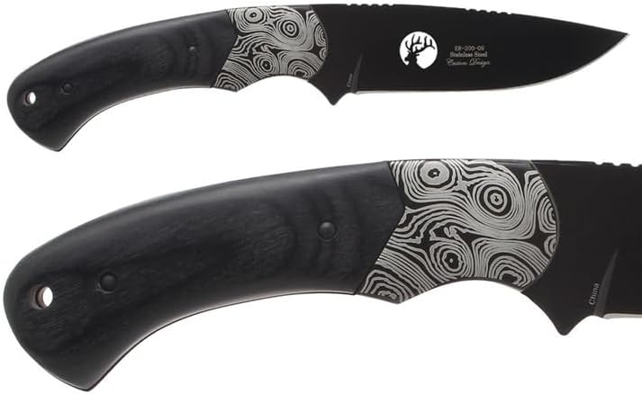 Elk Ridge 8.3" Pakkawood Handle Fixed Stainless Steel Blade Hunting Knife ER-200-09BK Laser Engraved by NDZ Performance - Texas State Border Outline Flag
